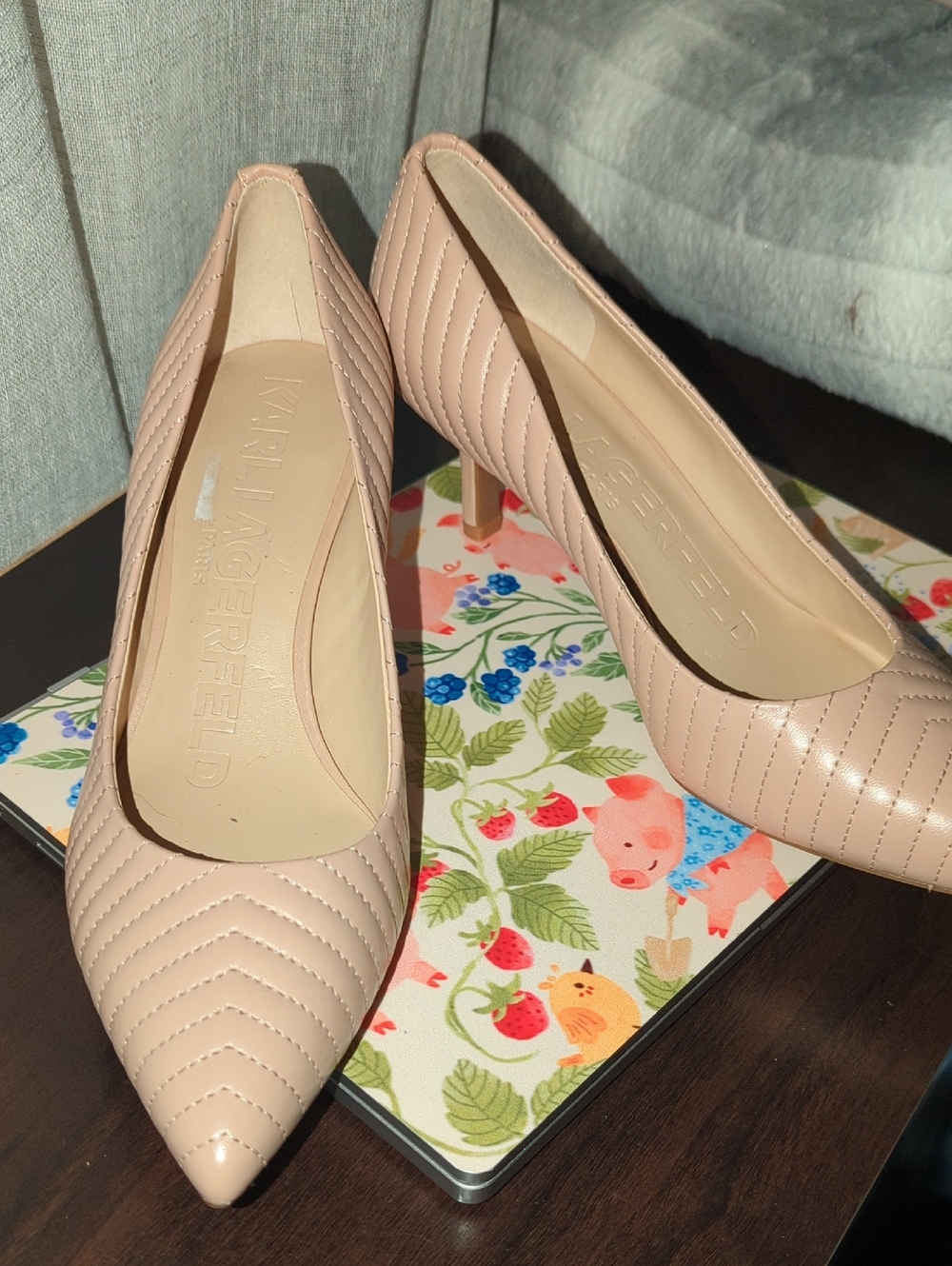 Karl Lagerfeld Pink Quilted Pointed-Toe Pumps